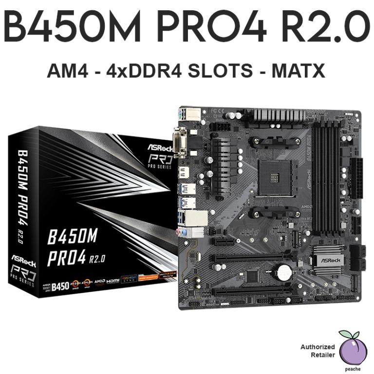 Asrock B450m Pro4 R2 0 B450 Amd Matx Am4 Motherboard Electronics Computer Parts Accessories On Carousell