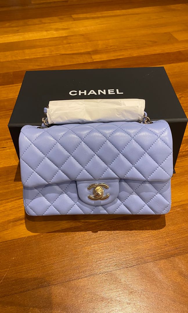 ❄️Chanel Baby Blue Mini Rectangular❄️, Luxury, Bags & Wallets on Carousell