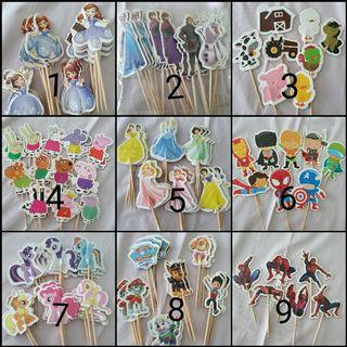 Birthday Party Topper: 24pcs Cartoon characters cupcake toppers