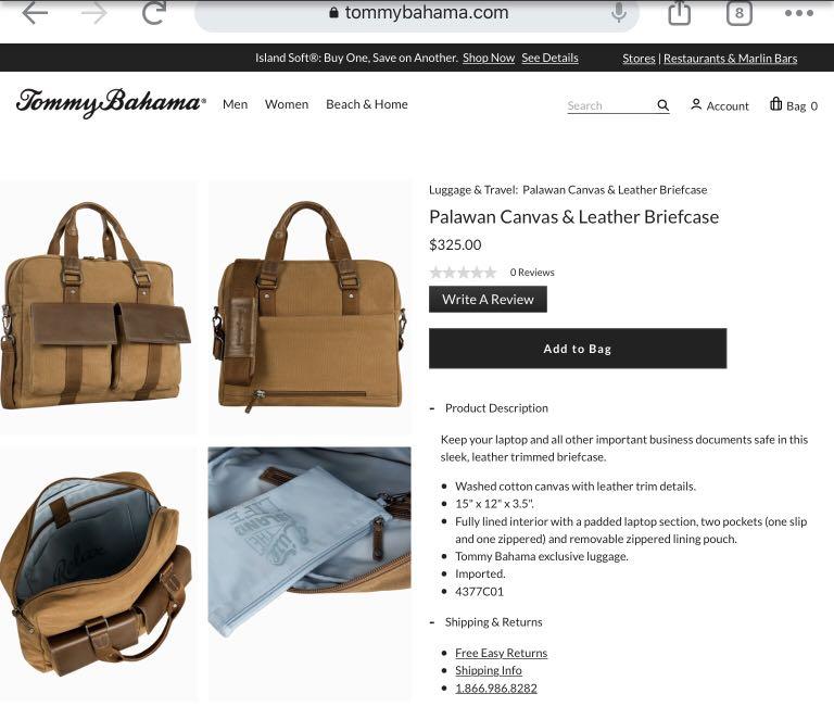 Tommy bahama shop leather briefcase