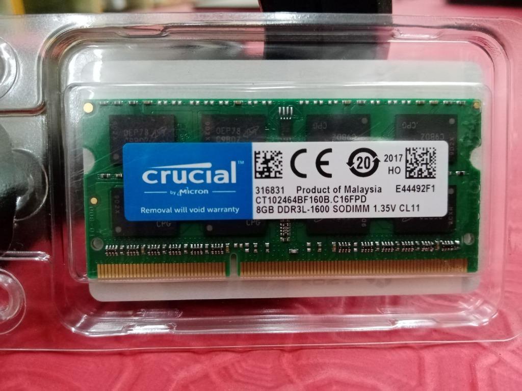 Brandnew Laptop Memory Crucial 8gb Ddr3l 1600mhz Sodimm 1year Warranty Electronics Computer Parts Accessories On Carousell