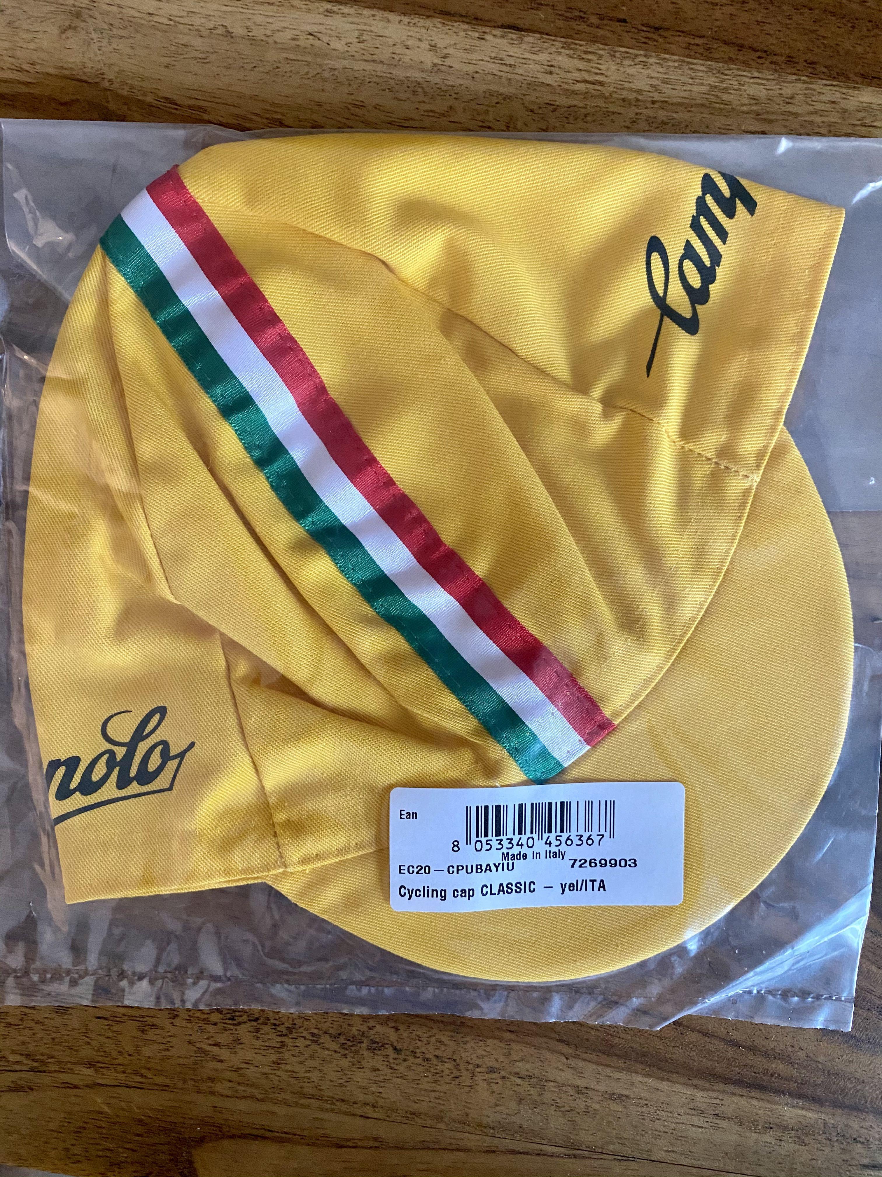 yellow campagnolo cycling cap