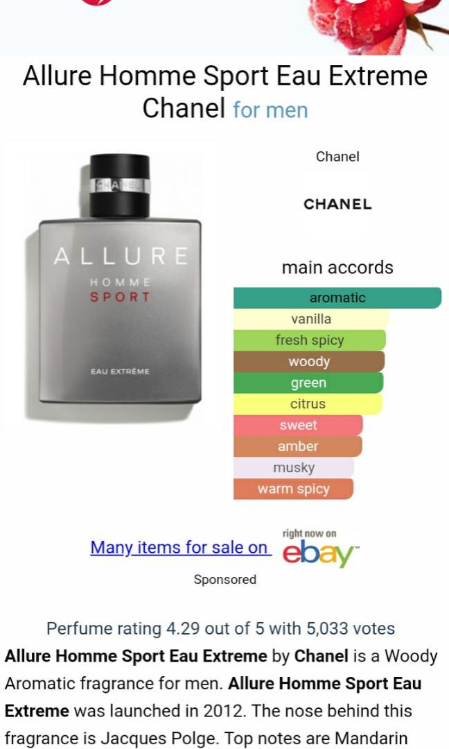 Chanel Allure Homme Sport Eau Extreme EDP Eau De Parfum 150ml/5Oz  (Authentic & New), Beauty & Personal Care, Fragrance & Deodorants on  Carousell