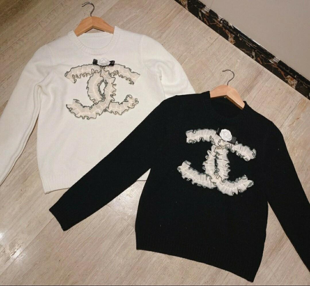 Chanel tops chanel jacket chanel sweater, Women's Fashion, Tops