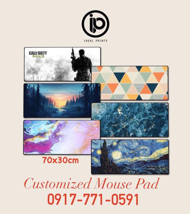 Customized Mouse Pad (Category: Cases & Covers) located in Quezon City. Submitted by elthequeen (Listing ID 1054337303, Image 1). Description: Customized mouse pad available. Perfect for Christmas gifts! 🎁💝 Features: -Speed surface for faster mouse movements -70x30cm -3mm thick -Surface is made of Polyester fiber -Rubberized bottom (anti slip) -High quality print and materials -Stitched edges -Washable can be cleaned without the color fading MO