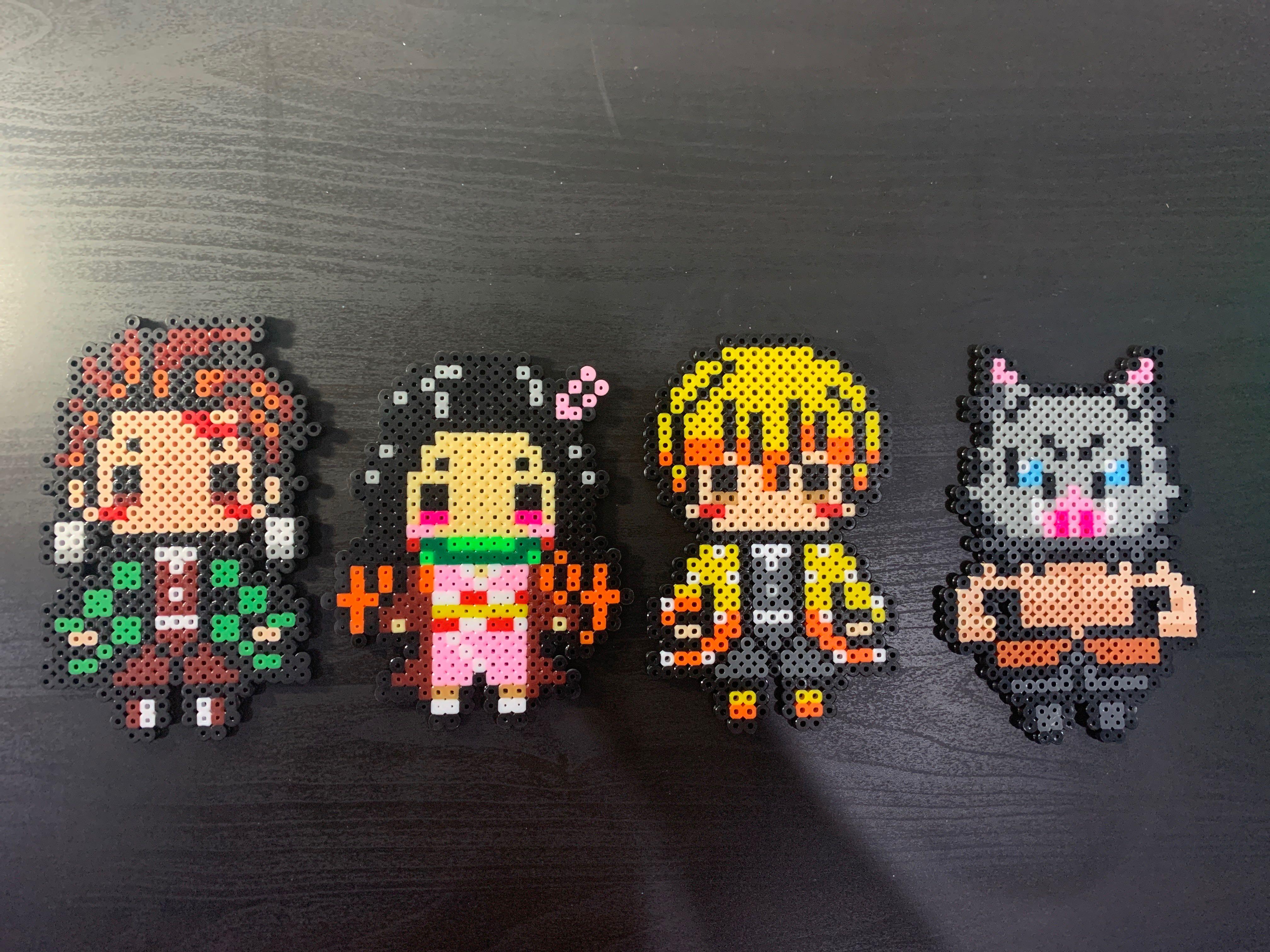 Demon Slayer Beads Artwork Perler Hama Fuse Tanjiro Nezuko Zenitsu Inosuke Kocho Toys Games Action Figures Collectibles On Carousell Breathing styles are swordsmanship styles practiced and taught by the demon slayer corps. carousell