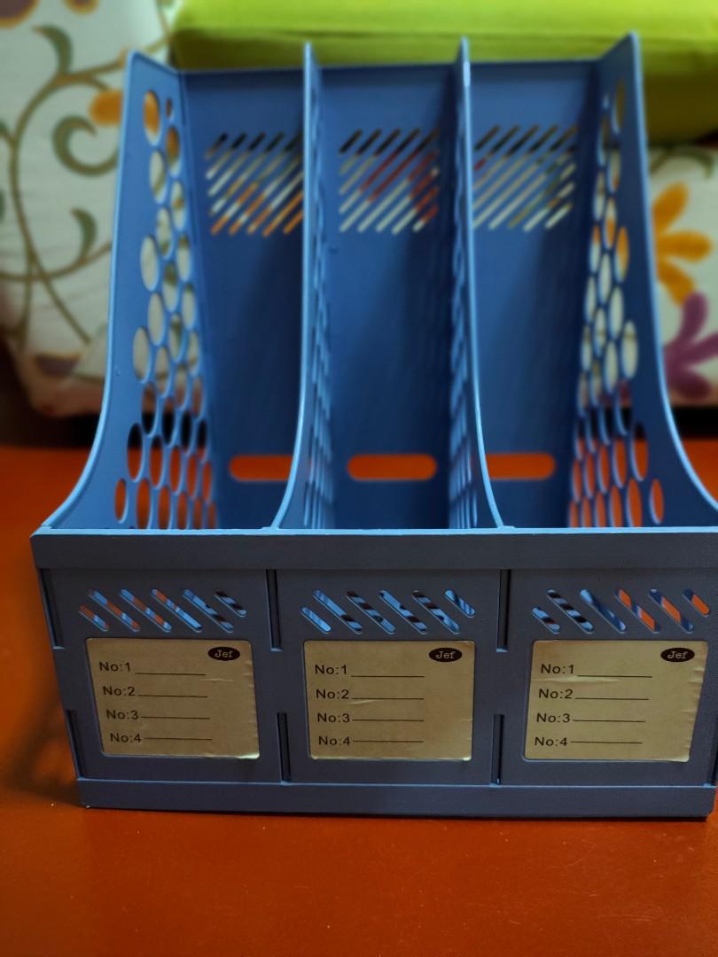 Document Organizer/ Rack, office supplies (Category: Storage Boxes & Baskets) located in Marikina City. Submitted by reneecasino (Listing ID 1054301128, Image 2). Description: - flexible thick plastic rack - functional and looks nice - can be disassembled, so easy to keep when not in use - would look nice on light colored tables or shelves :) Delivery c/o buyer RFS: decluttering.