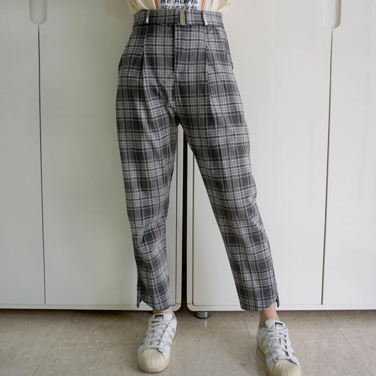 Glen plaid cheap pants
