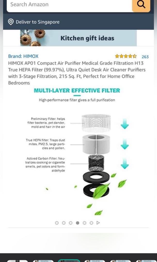 HIMOX AP01 Compact Air Purifier Medical Grade Filtration H13 True