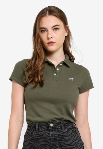 HOLLISTER CORE POLO TEE WOMEN GREEN