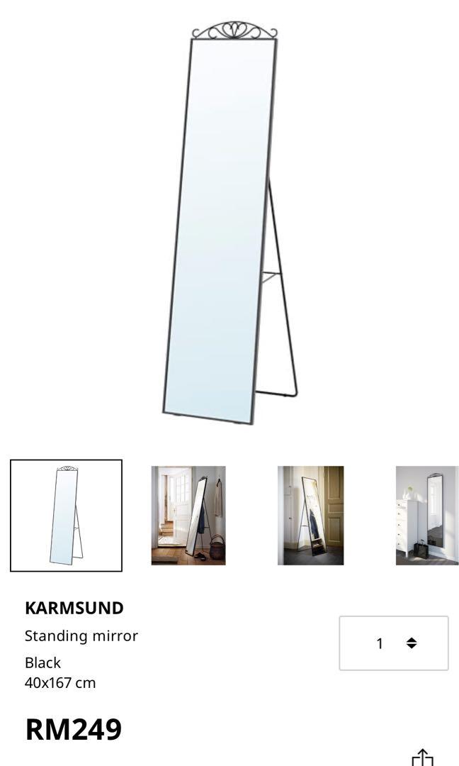 Ikea standing mirror black, Furniture & Home Living, Home Decor