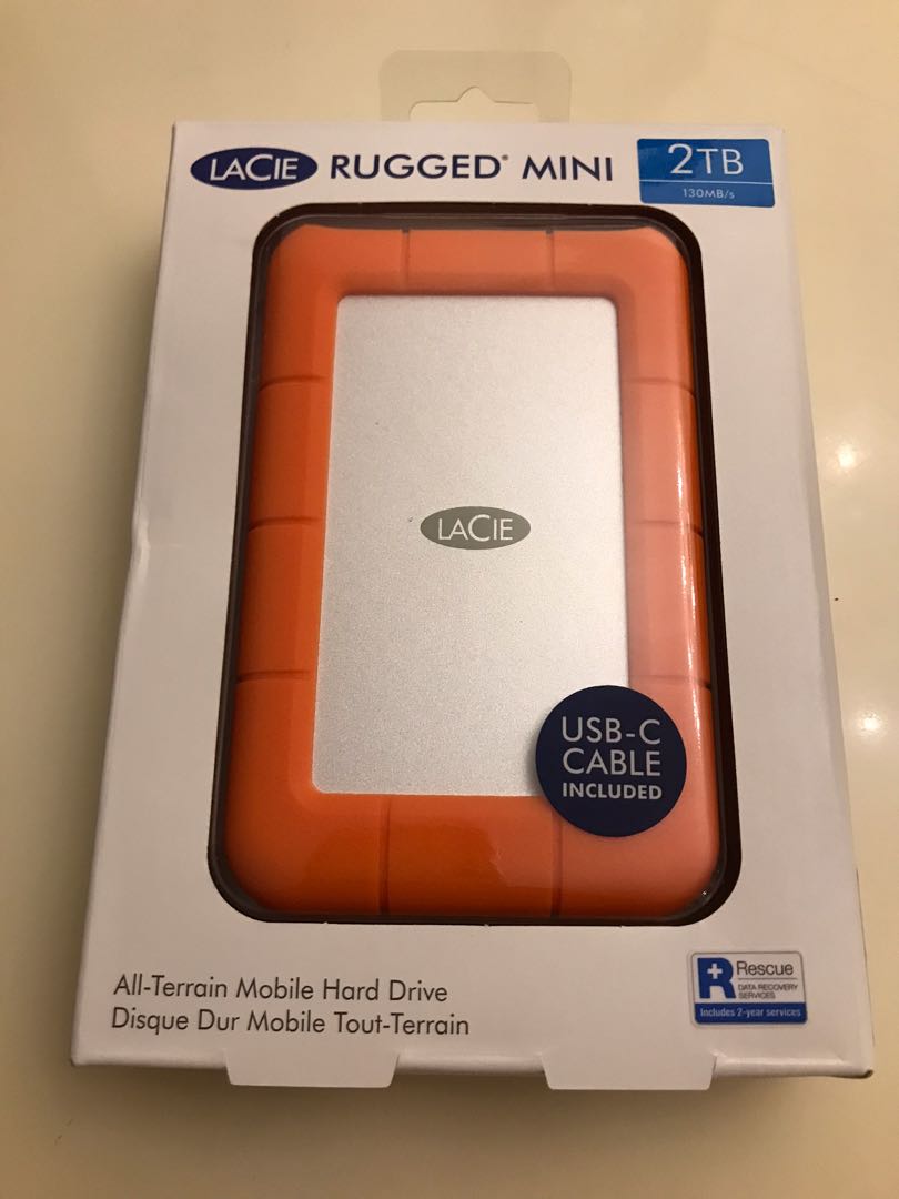 全新】LaCie Rugged Mini 2TB [UBS 3.0 2.0](100% new), 電腦＆科技