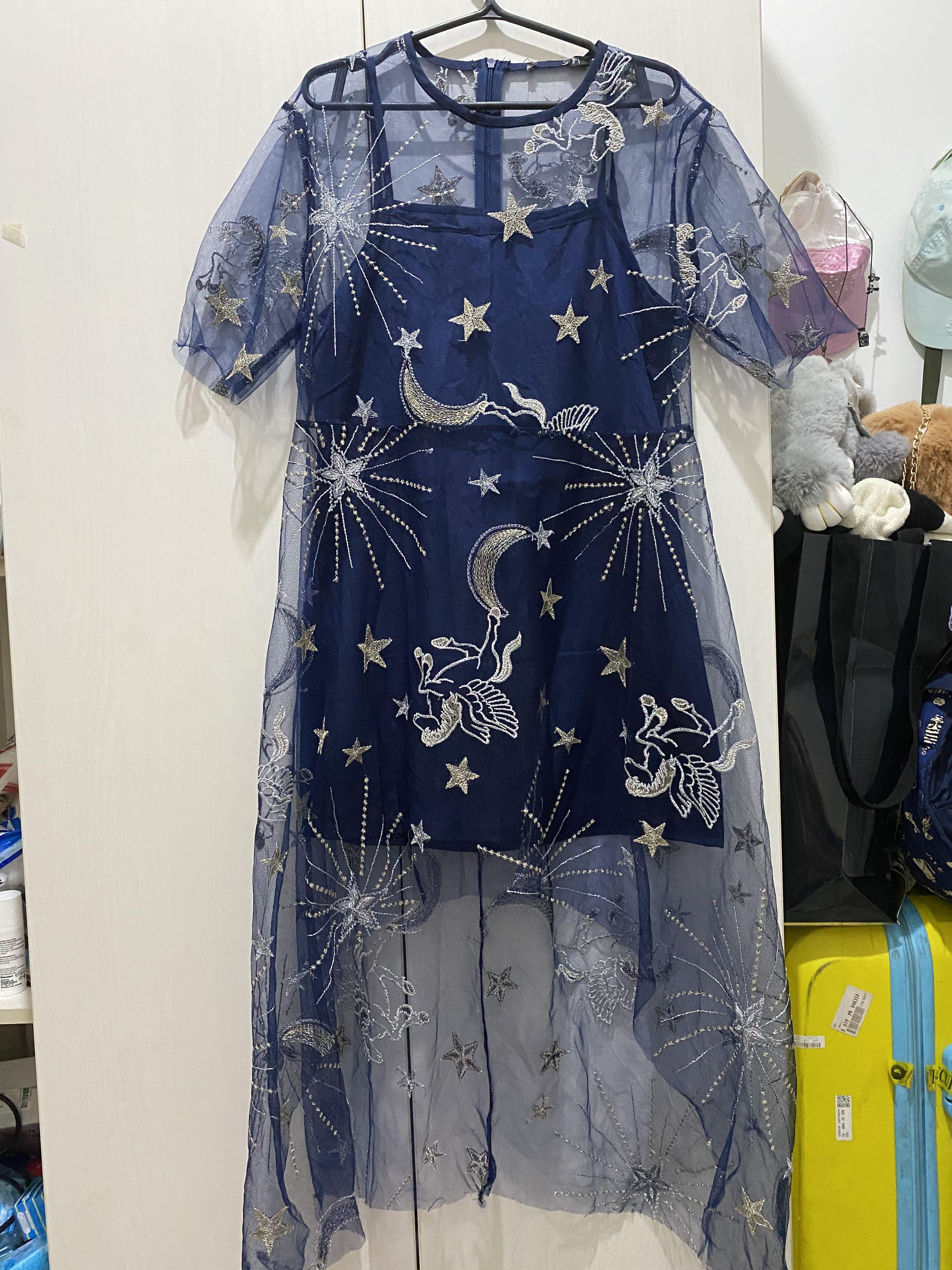 Navy blue mesh dress hotsell