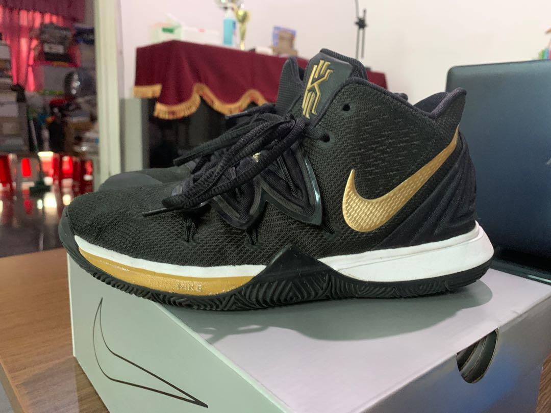 Nike Kyrie 5 GS Boy Basketball Shoes Black Gold Size 37 5