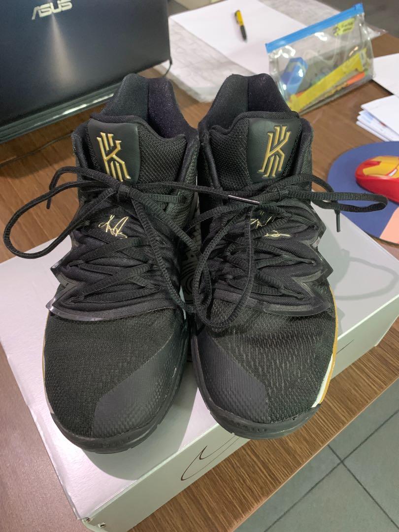 Nike Kyrie 5 GS Boy Basketball Shoes Black Gold Size 37 5