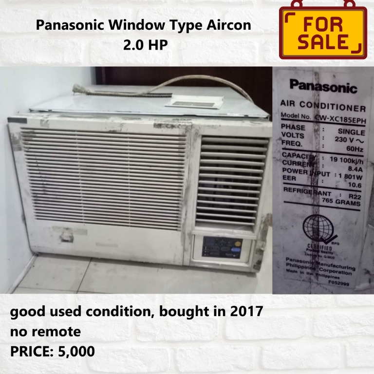 Panasonic Window Type Aircon 2 Hp Tv Home Appliances Air Conditioning And Heating On Carousell