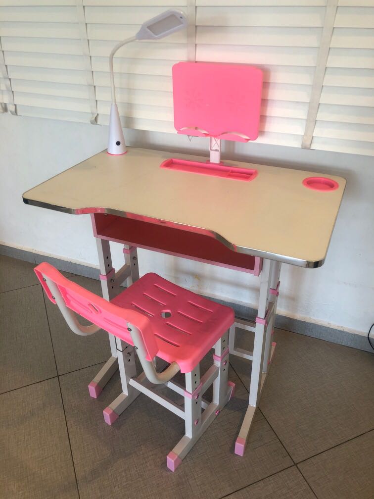 Pink Kids Study Table with LED light, Babies & Kids, Baby Nursery ...