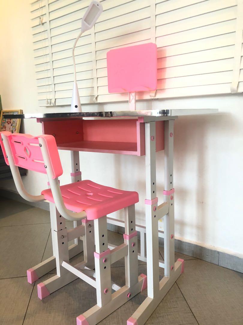 Pink Kids Study Table with LED light, Babies & Kids, Baby Nursery ...