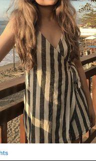 Pull & Bear striped wrap dress
