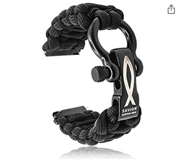 SAVIOR SURVIVAL GEAR 22mm Paracord Watch Band with Stainless Steel