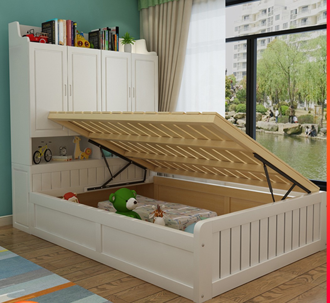 Soild wood bed storage bed single /queen king size with mattress,  Furniture, Beds & Mattresses on Carousell