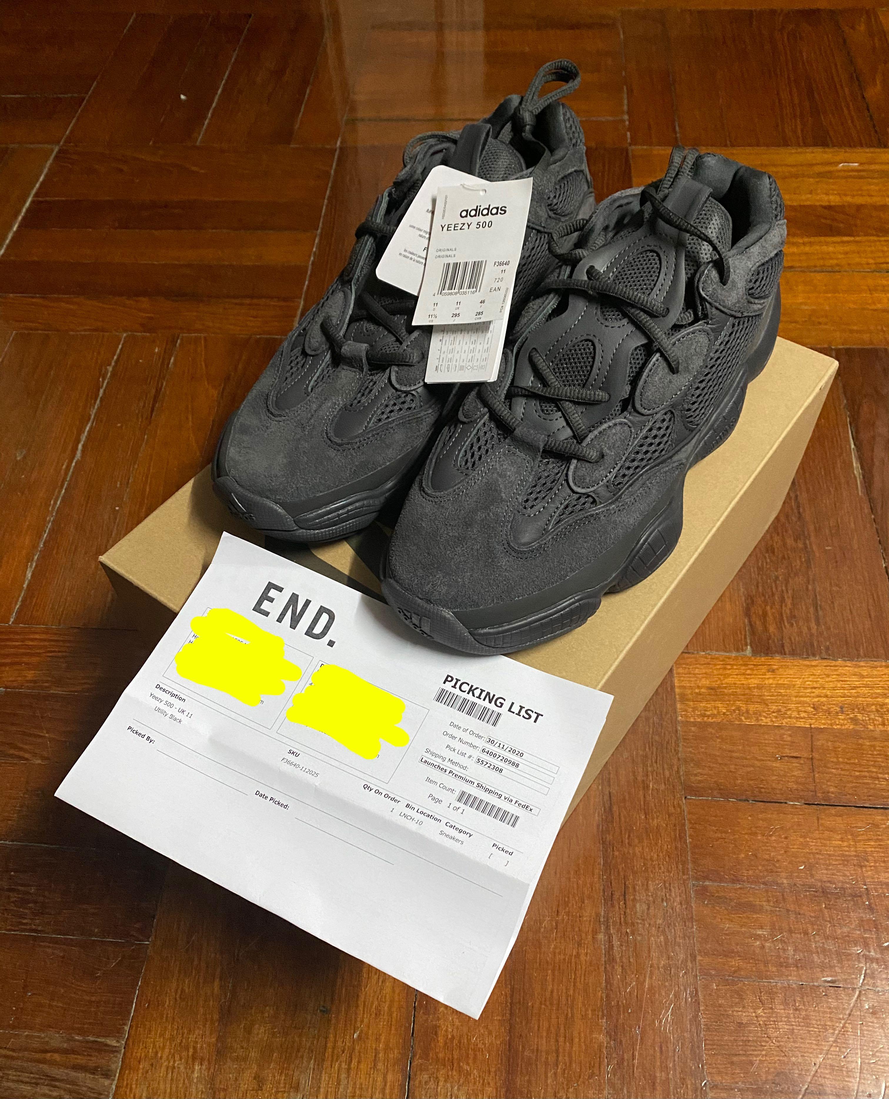 US 10.5, 11.5 Adidas Yeezy 500 Utility Black (F36640), 男裝, 鞋 ...