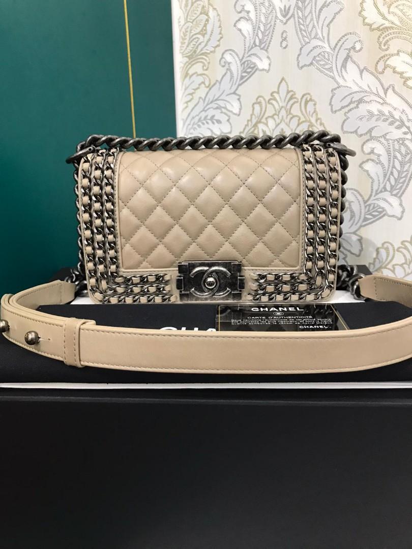 20 Chanel Boy Small distressed Calf Nude Beige RHW Luxury Bags Wallets on Carousell