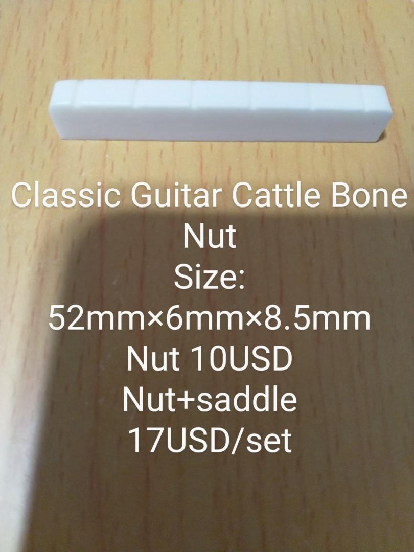 Acoustic/Classic Guitar Cattle Bone Nut+saddle wooden guitar (Category: Music Accessories) located in Sydney. Submitted by jerberguitar (Listing ID 1054631697, Image 2). Description: Nut/saddle 10USD Nut+saddle 17USD/set Interested parties please pm or WhatsApp +852 9315 7880 We are located in Hong Kong We accept PayPal and ship worldwide, please message for more information about the shipping fee. Not Taylor Martin Takamine Yamaha Fender Musicma