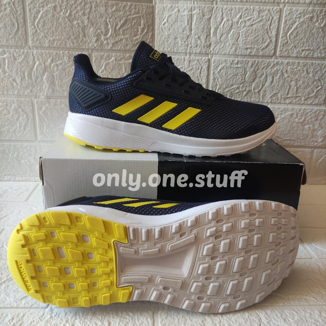 Adidas Duramo 9 Blue Yellow Fesyen Pria Sepatu Sneakers di Carousell