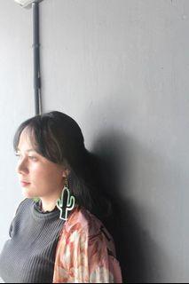 Anting kaktus akrilik Big Earrings Cactus Acrylyc