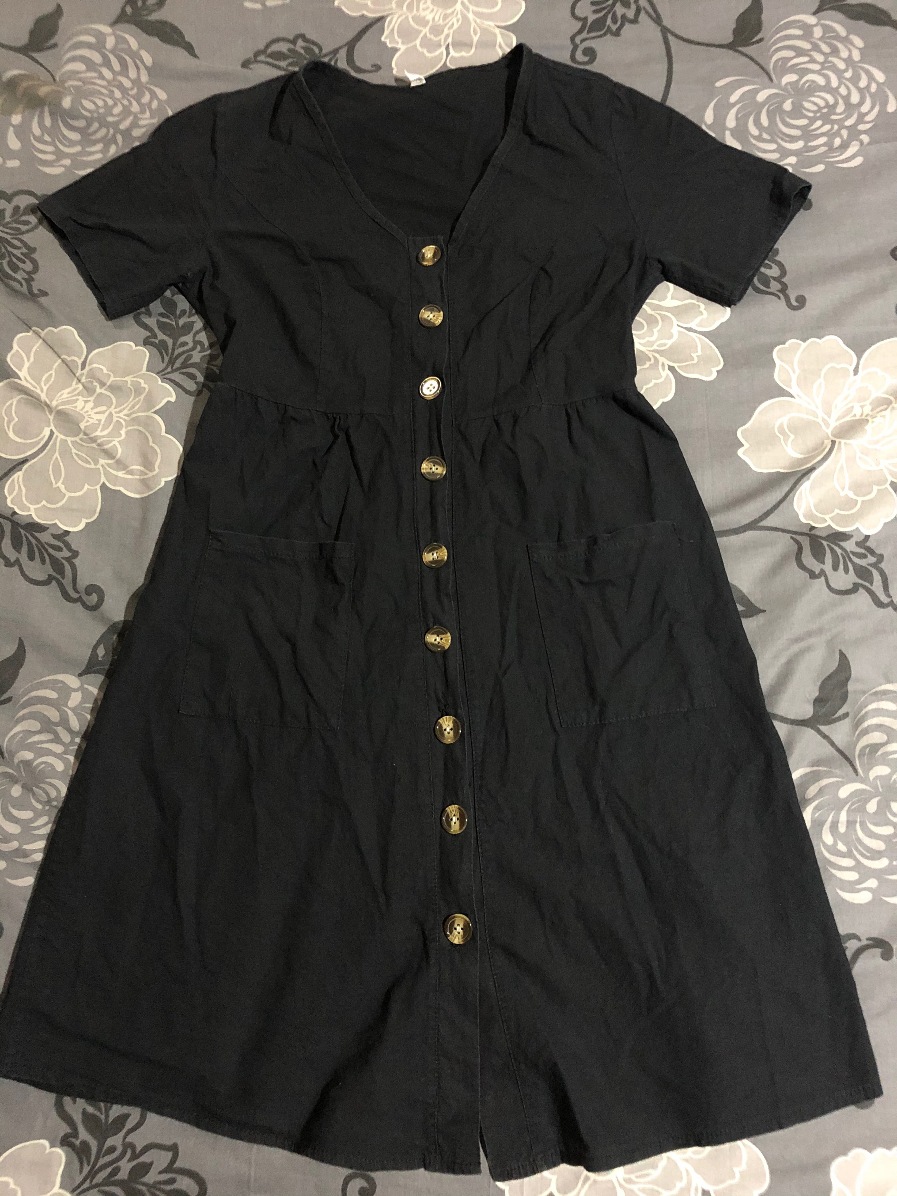 black button down dress