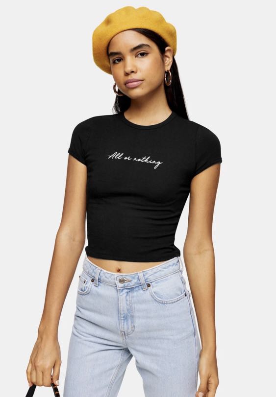Brand New Auth Topshop All Or Nothing Crop Tshirt Women S Fashion Tops Others Tops On Carousell