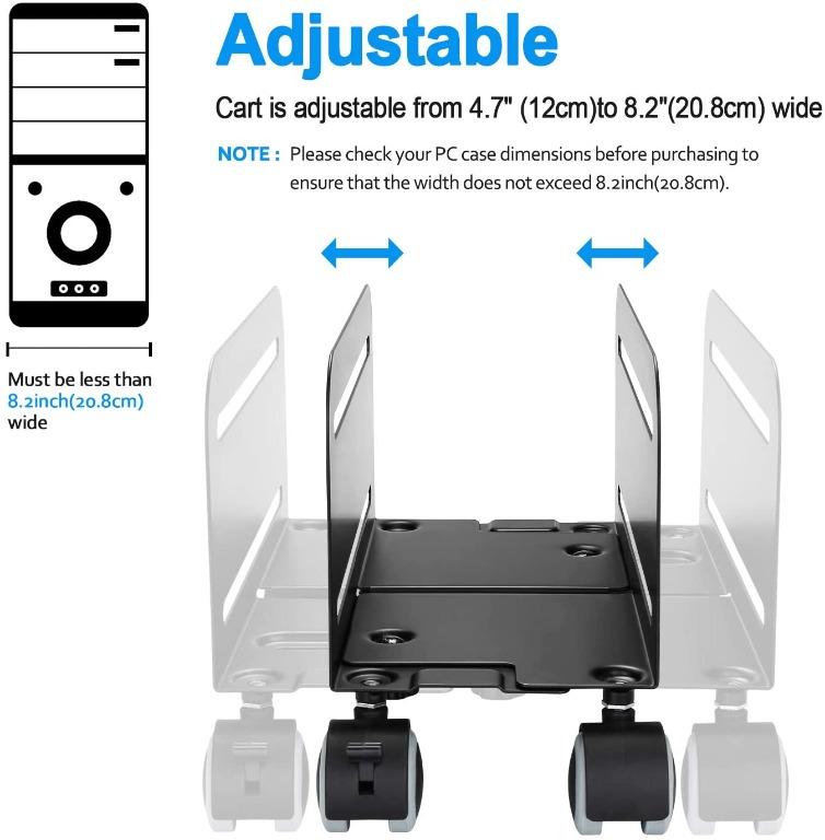 CPU Stand, Mobile Computer Tower Holder with 2 Locking Wheels and 2 ...