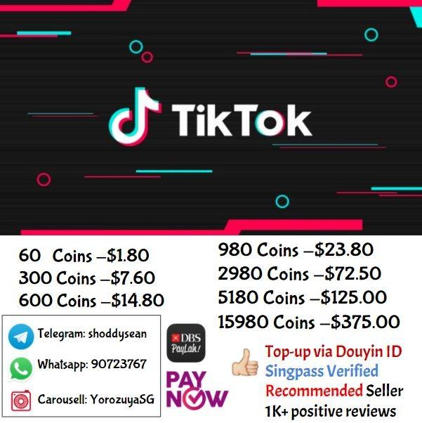 Douyin ÆŠ–éŸ³ Tiktok China Coin Top Up Reload Toys Games Video Gaming In Game Products On Carousell