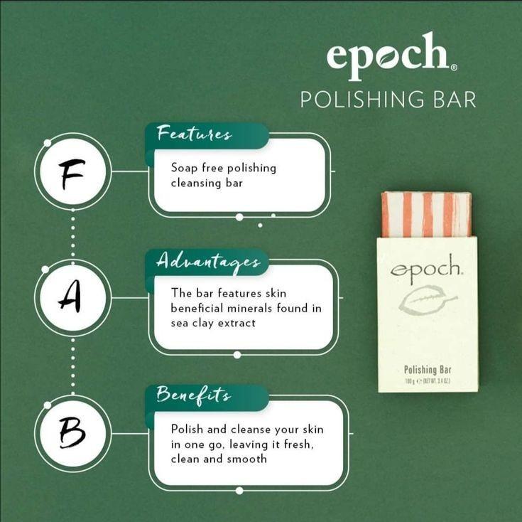 Epoch Polishing Bar (Category: Hair Removal) located in Quezon City. Submitted by mrls.annebeatriz (Listing ID 1054457752, Image 3). Description: 1. What is Epoch Polishing Bar? Its a soap-free Exfoliating soap that polishes skin as it removes dirt and oil, improving overall tone and texture! Can be used for underarms, knees, face (good for acne) and all over the body! 2. How much is it? Its 800 at market price but since I am a brand ambassador y