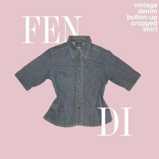 ✧FENDI✧ Authentic Vintage Denim Button-Up Cropped Shirt