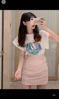 [FREE MAILING] Ulzzang Pink Cute Mesh Skirt