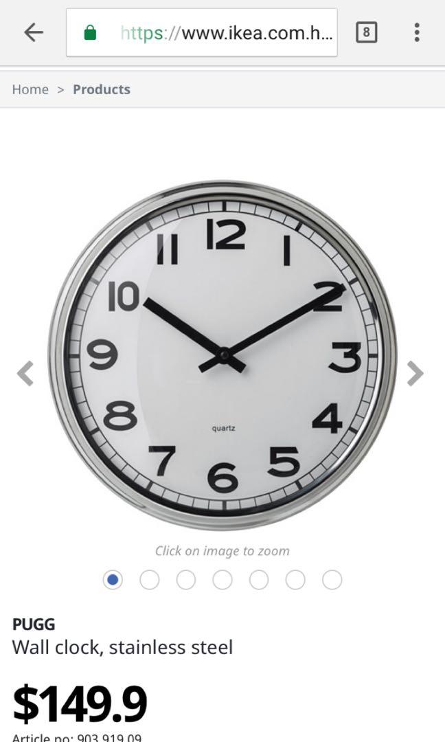 Ikea clock （分類：時鐘）位於 Hong Kong。 由 edog6666 提交（商品編號 1054634005，圖片 3）。簡介： Wall clock in good condition 7/10 $50-100。