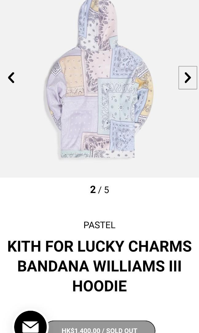 KITH FOR LUCKY CHARMS BANDANA WILLIAMS III HOODIE, COL: PASTEL