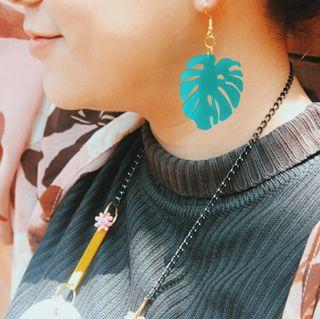 Monstera dan Nanas Anting Akrilik Monstera Pineapple Acrylyc Earrings