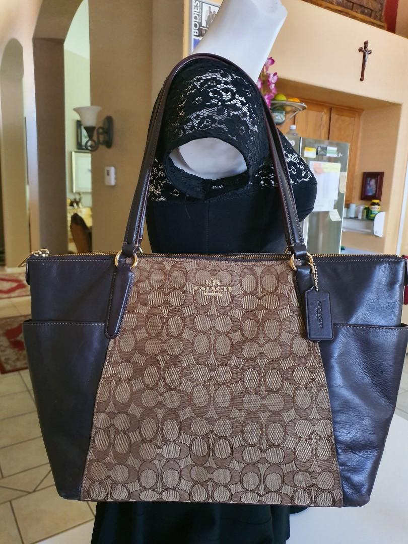 Orig Coach Large Tote Shoulder Bag Signature and Leather