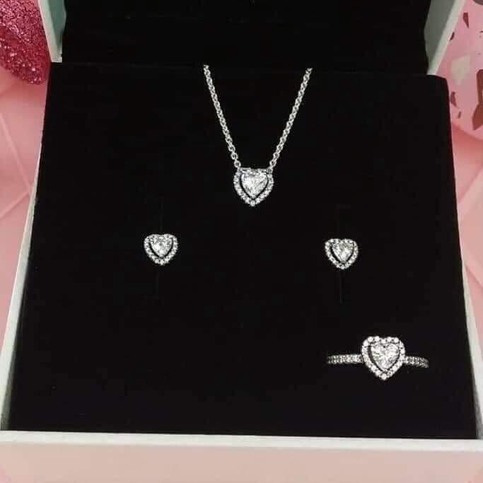Pandora Ring Necklace And Earring Set 