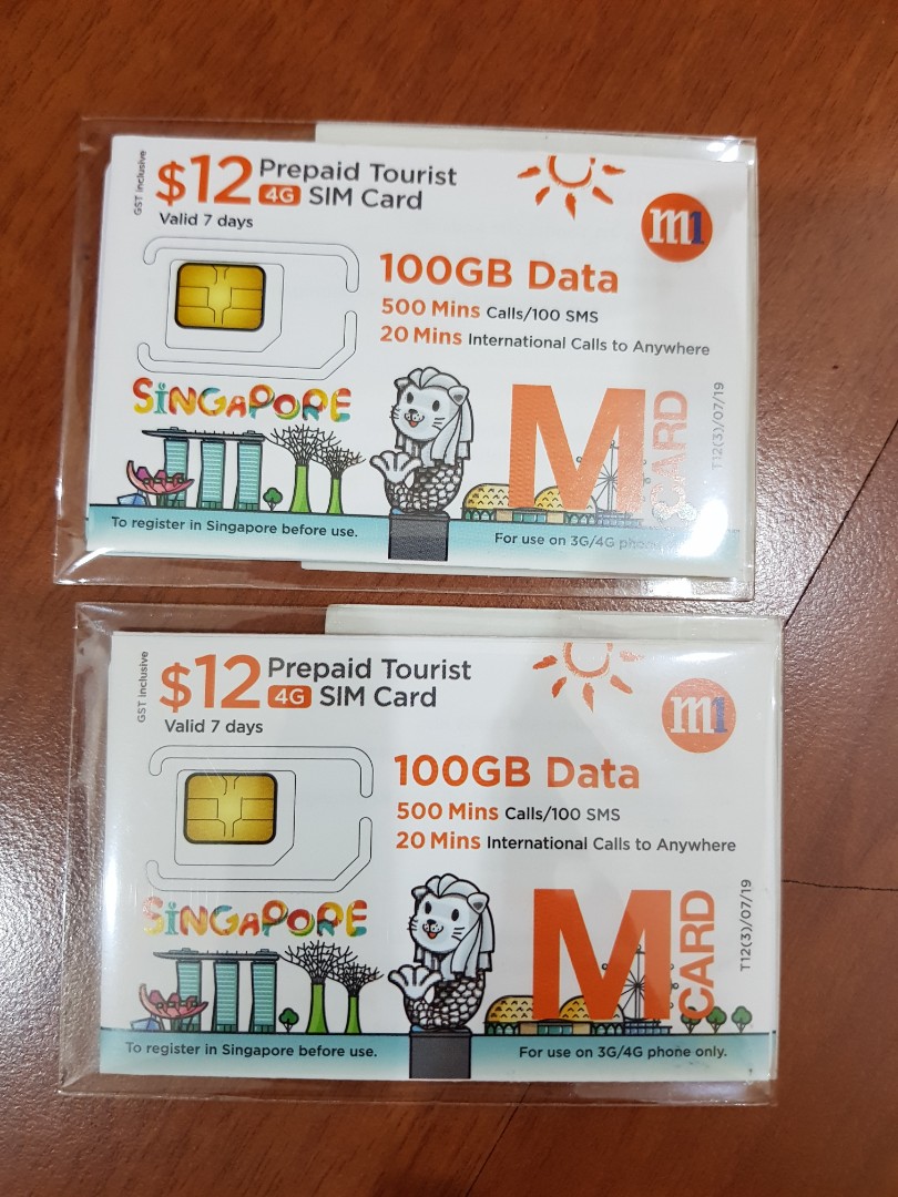 Sim Card Singapore Sg M1 Prepaid Tourist 7 Days, Elektronik, Lainnya Di  Carousell