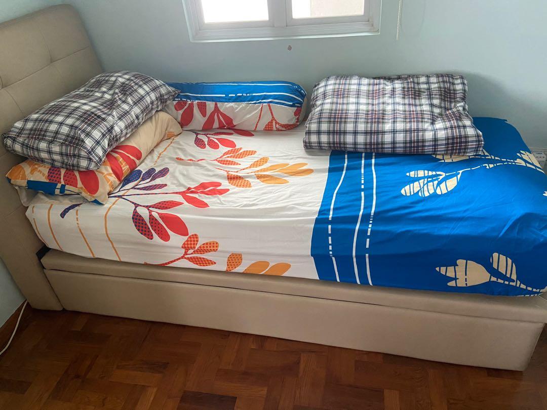 Single bed with storage, Furniture & Home Living, Furniture, Bed Frames