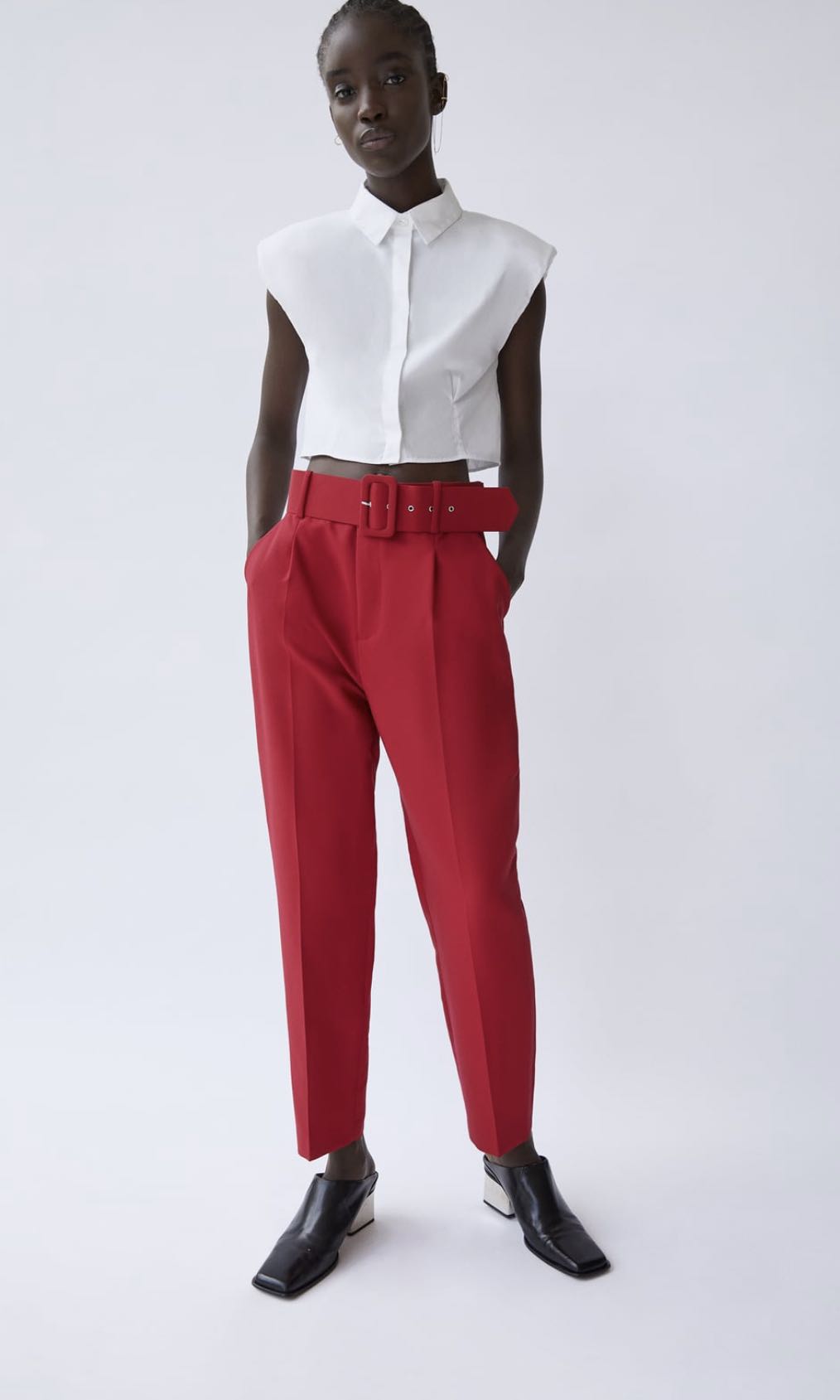 Zara belted trousers hot sale