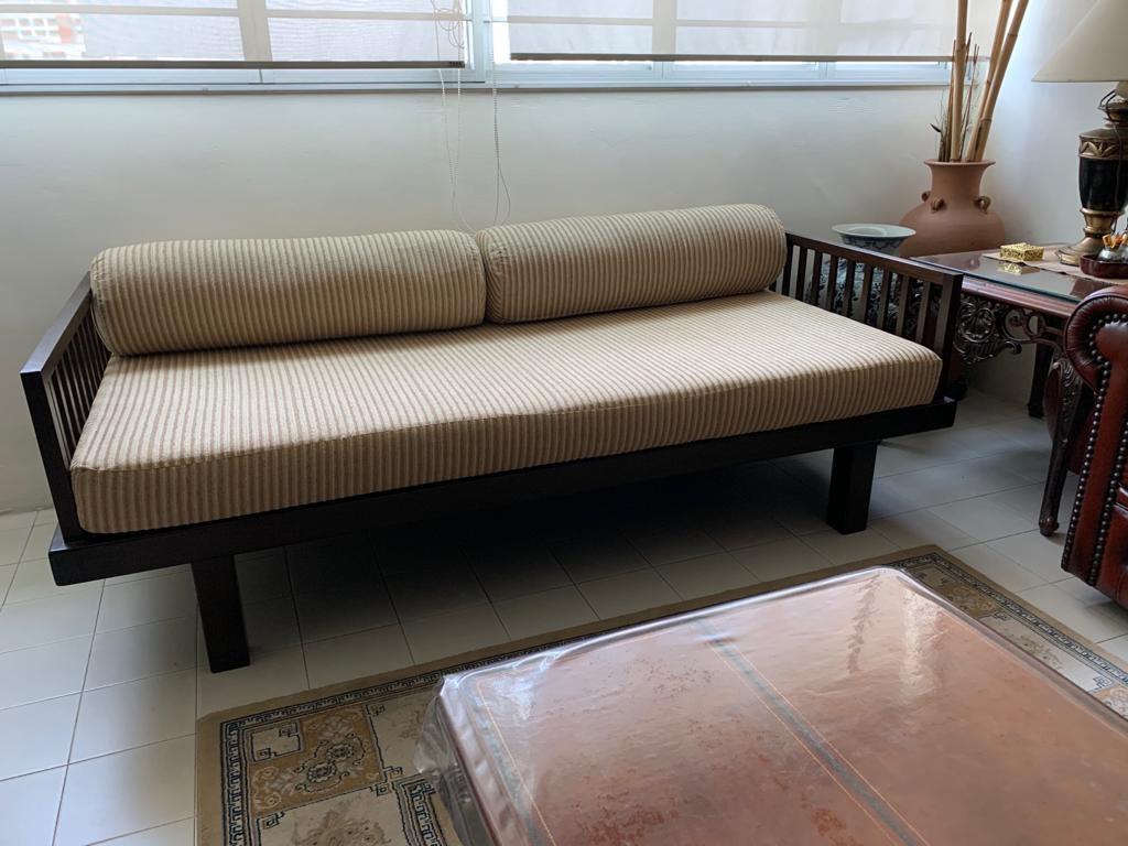Teak Wood sofa bed, Furniture & Home Living, Furniture, Sofas on Carousell