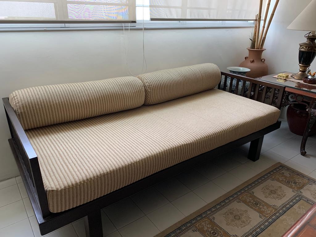 Teak Wood sofa bed, Furniture & Home Living, Furniture, Sofas on Carousell