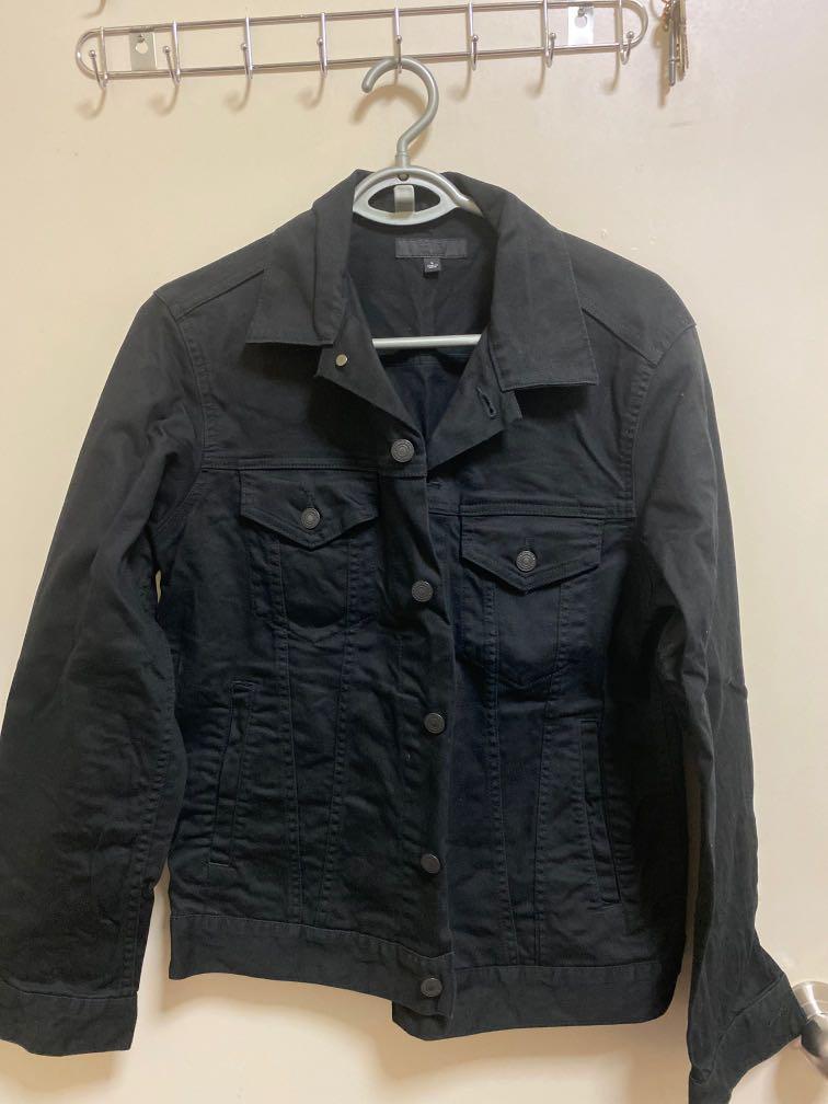 Black denim jacket uniqlo top