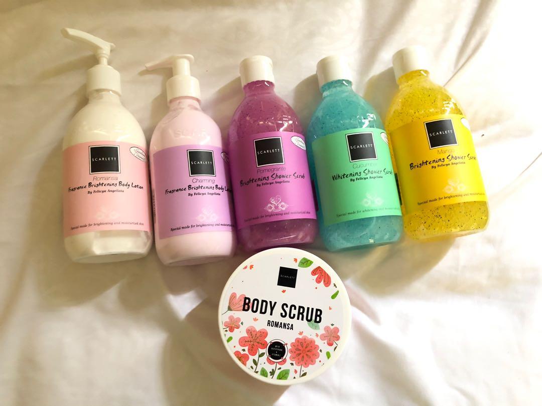 1 Paket Scarlett Whitening Body Lotion Body Scrub Shower Scrub Kesehatan Kecantikan Kulit Sabun Tubuh Di Carousell
