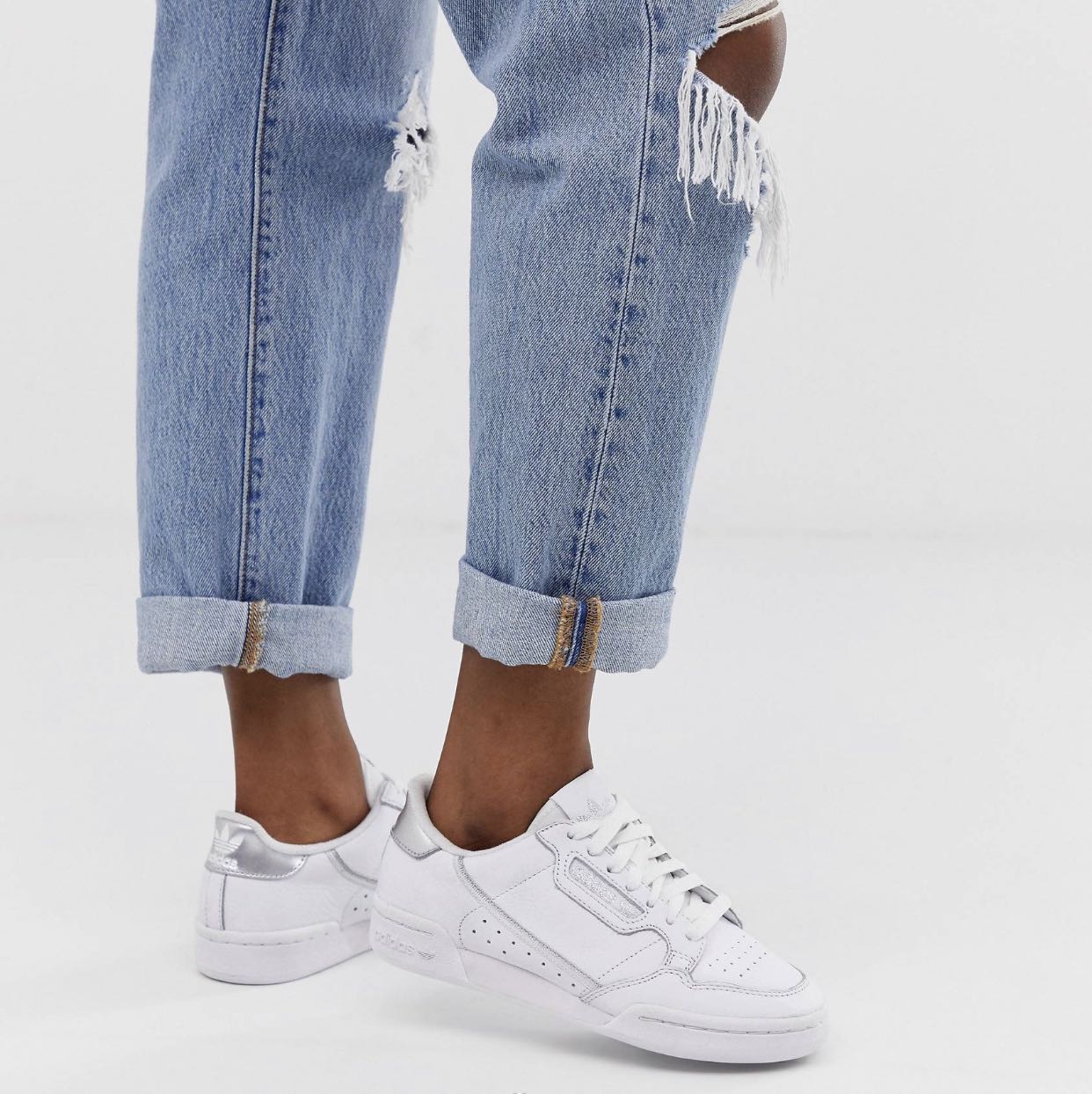 Adidas originals continental 80's in white and silver on sale